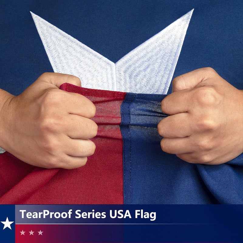DANF FLAG Texas Flag 3x5 Ft TearProof Series for Outside, Longest Lasting, Super Tough Fade Resistant Spun Polyester, High Wind TX Outdoor Flags Embroidered Stars, Sewn Stripes, Brass Grommets - Image 5